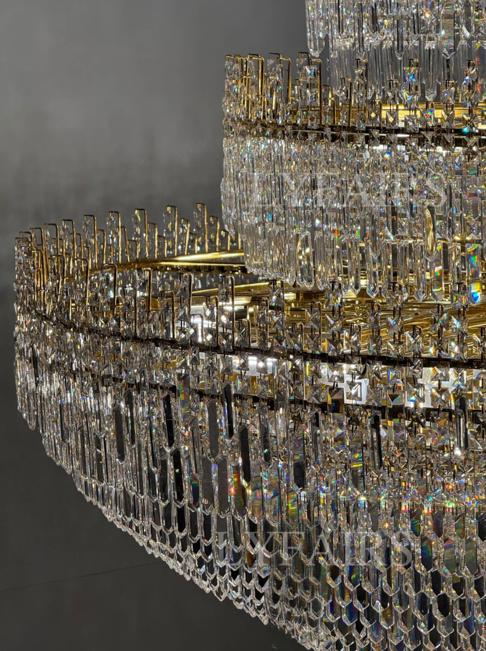 Luxury Oversized Gold European Pagoda-inspired Crystal Chandelier for Foyer/Staircase/Hallway/Entryway