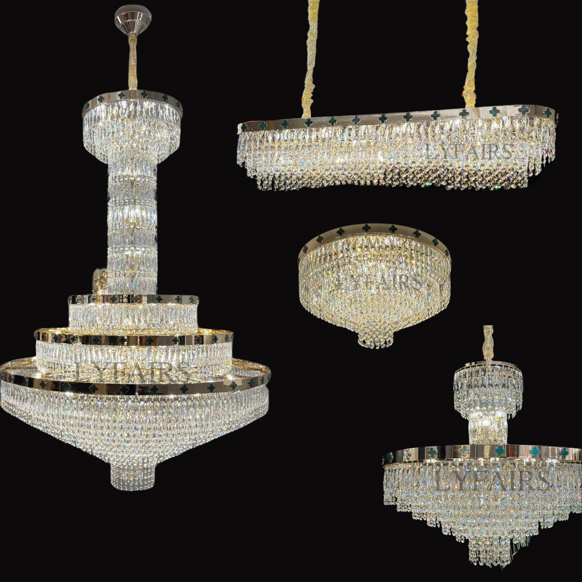 Elegant Clover Malachite Crystal Chandelier Series