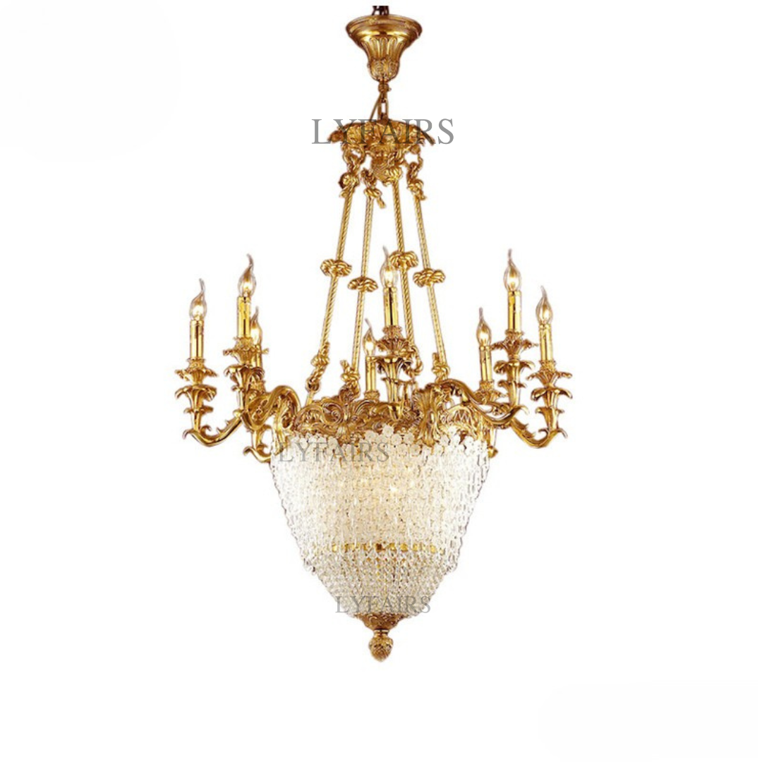 Baroque Empire Flame Cascade Crystal Chandelier