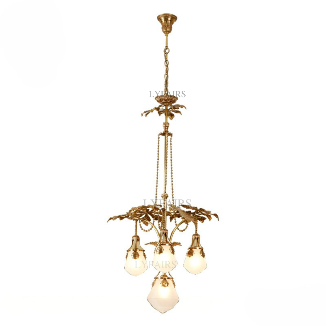 Brass Leaves Fruit-inspired Glass Chandelier