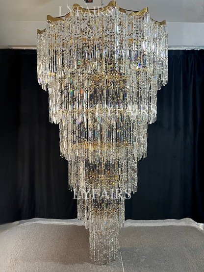 Oversized European Multi-layers Golden Luxury Crystal Chandelier Villa/High-ceiling/Foyer
