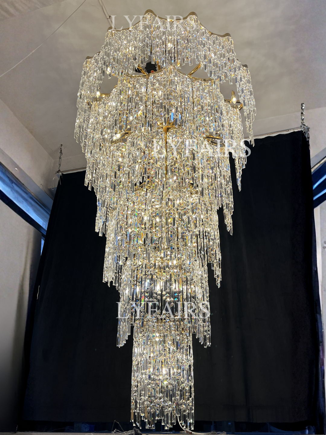 Oversized European Multi-layers Golden Luxury Crystal Chandelier Villa/High-ceiling/Foyer