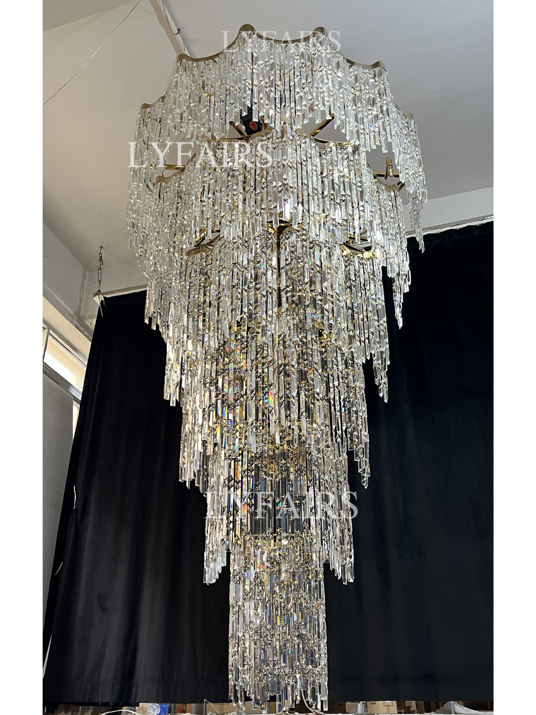 Oversized European Multi-layers Golden Luxury Crystal Chandelier Villa/High-ceiling/Foyer