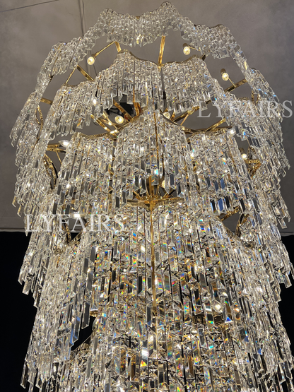 Oversized European Multi-layers Golden Luxury Crystal Chandelier Villa/High-ceiling/Foyer