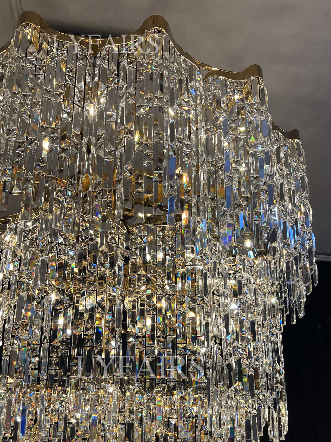 Oversized European Multi-layers Golden Luxury Crystal Chandelier Villa/High-ceiling/Foyer
