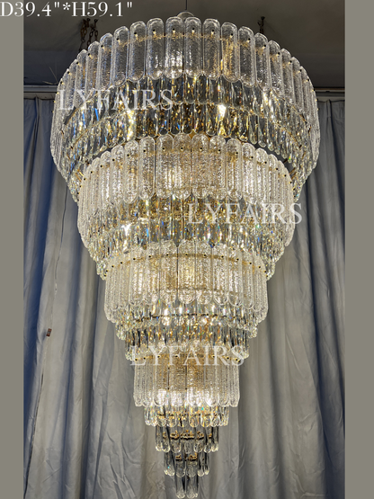Oversized Multi-layers Luxury Gold Crystal Chandelier For Large Foyer/Hallway/Entryway