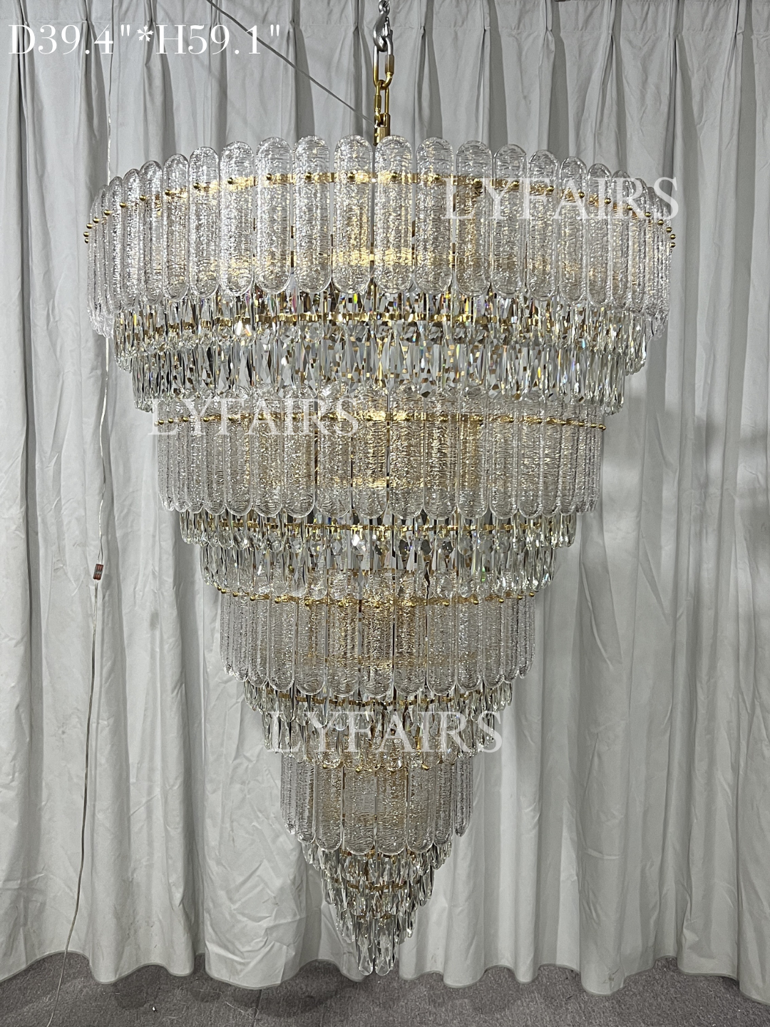 Oversized Multi-layers Luxury Gold Crystal Chandelier For Large Foyer/Hallway/Entryway
