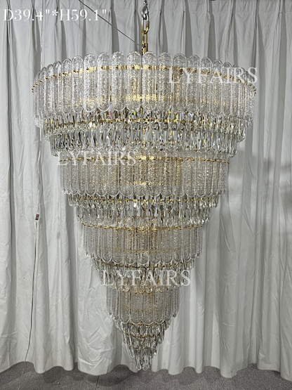Oversized Multi-layers Luxury Gold Crystal Chandelier For Large Foyer/Hallway/Entryway