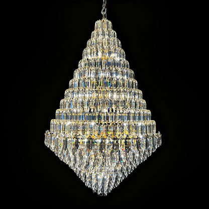 Luxury Multi-tiered Honeycomb Crystal Chandelier for High Ceiling