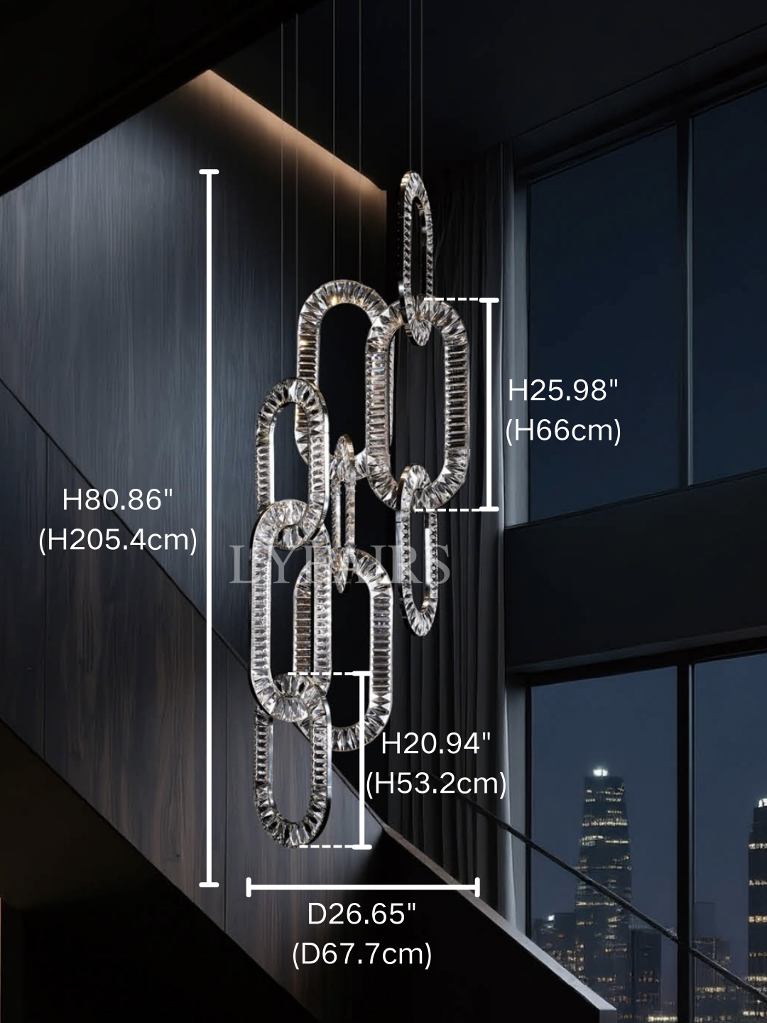 Modern Luxury Crystal Chain Cluster Chandelier for High Ceiling/Dining Room