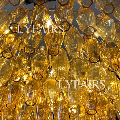 Modern Round/Rectangular/Funnel Smoke Glass Chandelier for Low-ceiling