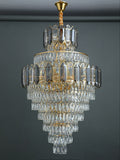 Large Staircase Crystal Chandelier Living Room Ceiling Light Fixture For Hotel Entrance In Gold Finish