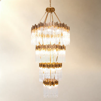 Large Elegant Multi-layers Glam Glass Chandelier for High-ceiling Staircase/Entryway/Living/meeting Room