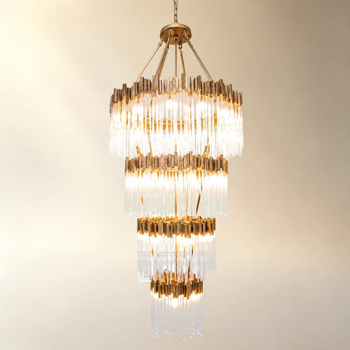 Large Elegant Multi-layers Glam Glass Chandelier for High-ceiling Staircase/Entryway/Living/meeting Room