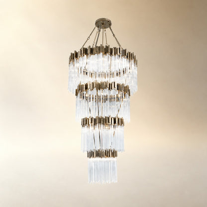 Large Elegant Multi-layers Glam Glass Chandelier for High-ceiling Staircase/Entryway/Living/meeting Room