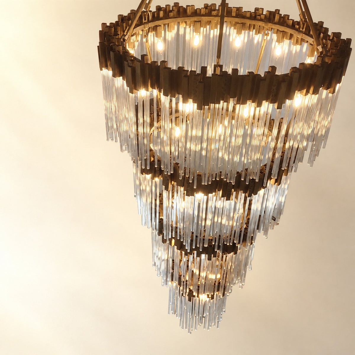 Large Elegant Multi-layers Glam Glass Chandelier for High-ceiling Staircase/Entryway/Living/meeting Room