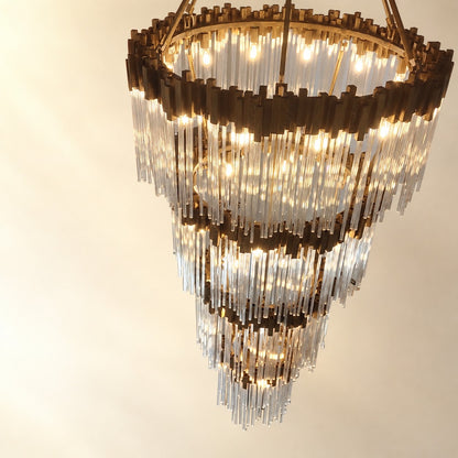 Large Elegant Multi-layers Glam Glass Chandelier for High-ceiling Staircase/Entryway/Living/meeting Room
