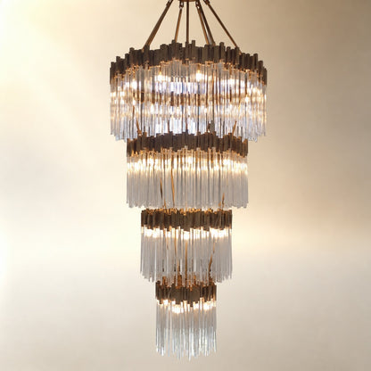 Large Elegant Multi-layers Glam Glass Chandelier for High-ceiling Staircase/Entryway/Living/meeting Room