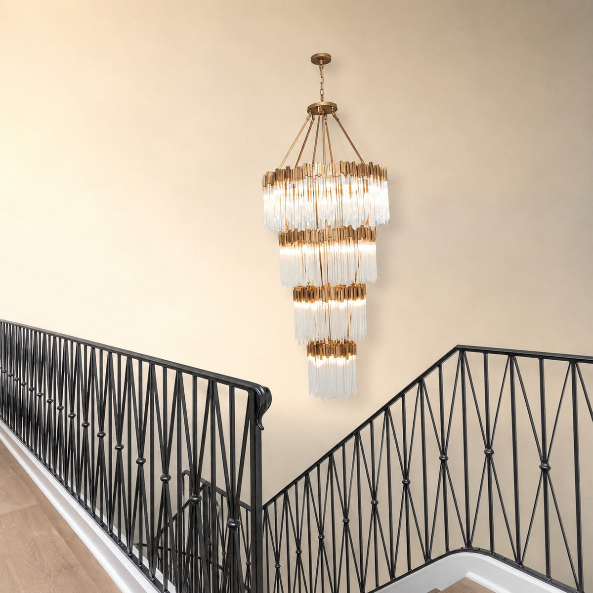 Large Elegant Multi-layers Glam Glass Chandelier for High-ceiling Staircase/Entryway/Living/meeting Room