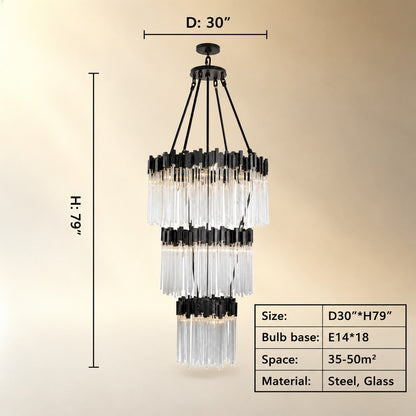 Large Elegant Multi-layers Glam Glass Chandelier for High-ceiling Staircase/Entryway/Living/meeting Room