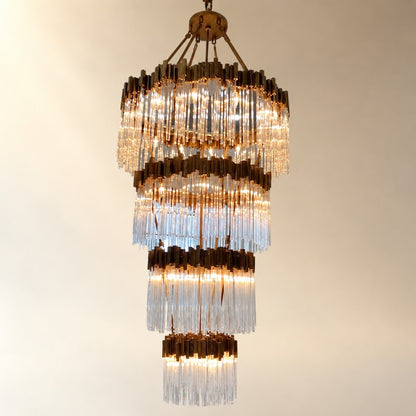 Large Elegant Multi-layers Glam Glass Chandelier for High-ceiling Staircase/Entryway/Living/meeting Room