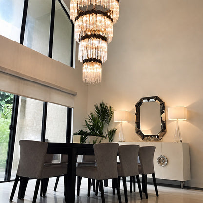 Large Elegant Multi-layers Glam Glass Chandelier for High-ceiling Staircase/Entryway/Living/meeting Room