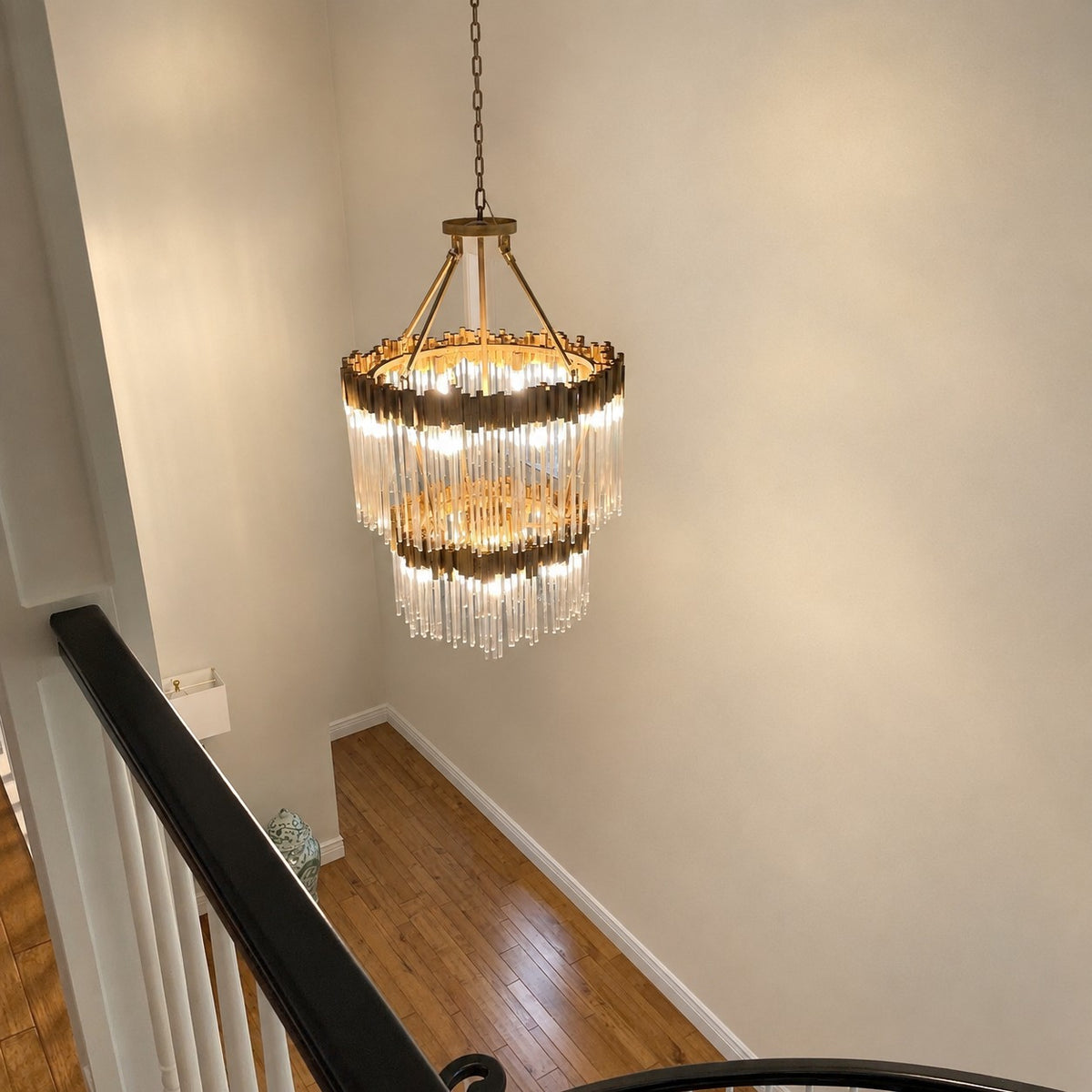 Large Elegant Multi-layers Glam Glass Chandelier for High-ceiling Staircase/Entryway/Living/meeting Room