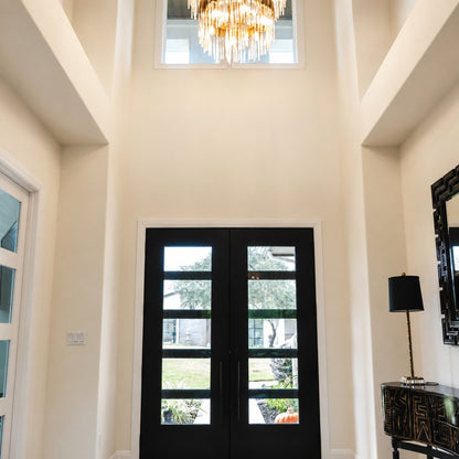 Large Elegant Multi-layers Glam Glass Chandelier for High-ceiling Staircase/Entryway/Living/meeting Room