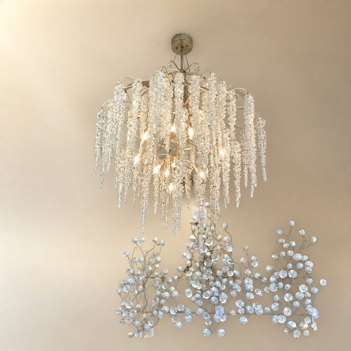 Light Luxury Elegant Sliver Flower Branch Chandelier For Living/Dinning/Bedroom Room/Hallway