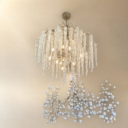 Light Luxury Elegant Sliver Flower Branch Chandelier For Living/Dinning/Bedroom Room/Hallway