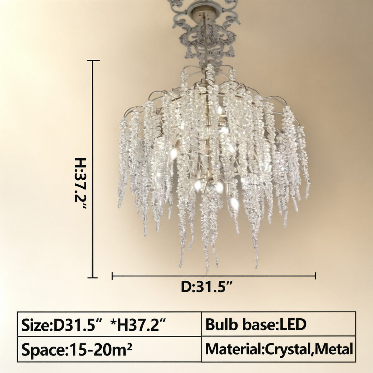 Light Luxury Elegant Sliver Flower Branch Chandelier For Living/Dinning/Bedroom Room/Hallway
