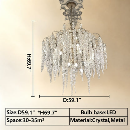 Light Luxury Elegant Sliver Flower Branch Chandelier For Living/Dinning/Bedroom Room/Hallway