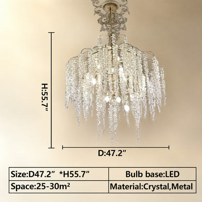 Light Luxury Elegant Sliver Flower Branch Chandelier For Living/Dinning/Bedroom Room/Hallway
