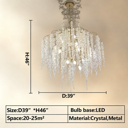 Light Luxury Elegant Sliver Flower Branch Chandelier For Living/Dinning/Bedroom Room/Hallway