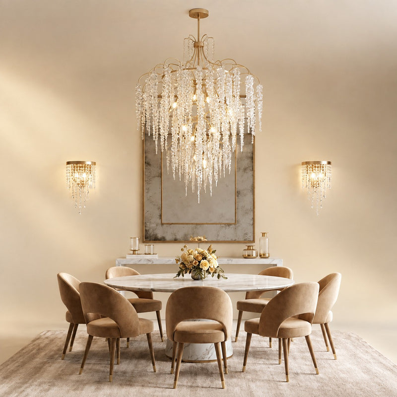 Light Luxury Elegant Sliver Flower Branch Chandelier For Living/Dinning/Bedroom Room/Hallway