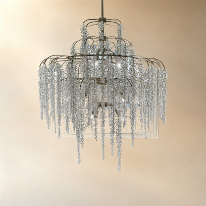 Light Luxury Elegant Sliver Flower Branch Chandelier For Living/Dinning/Bedroom Room/Hallway
