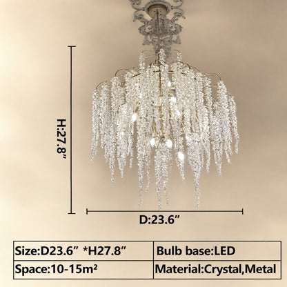 Light Luxury Elegant Sliver Flower Branch Chandelier For Living/Dinning/Bedroom Room/Hallway