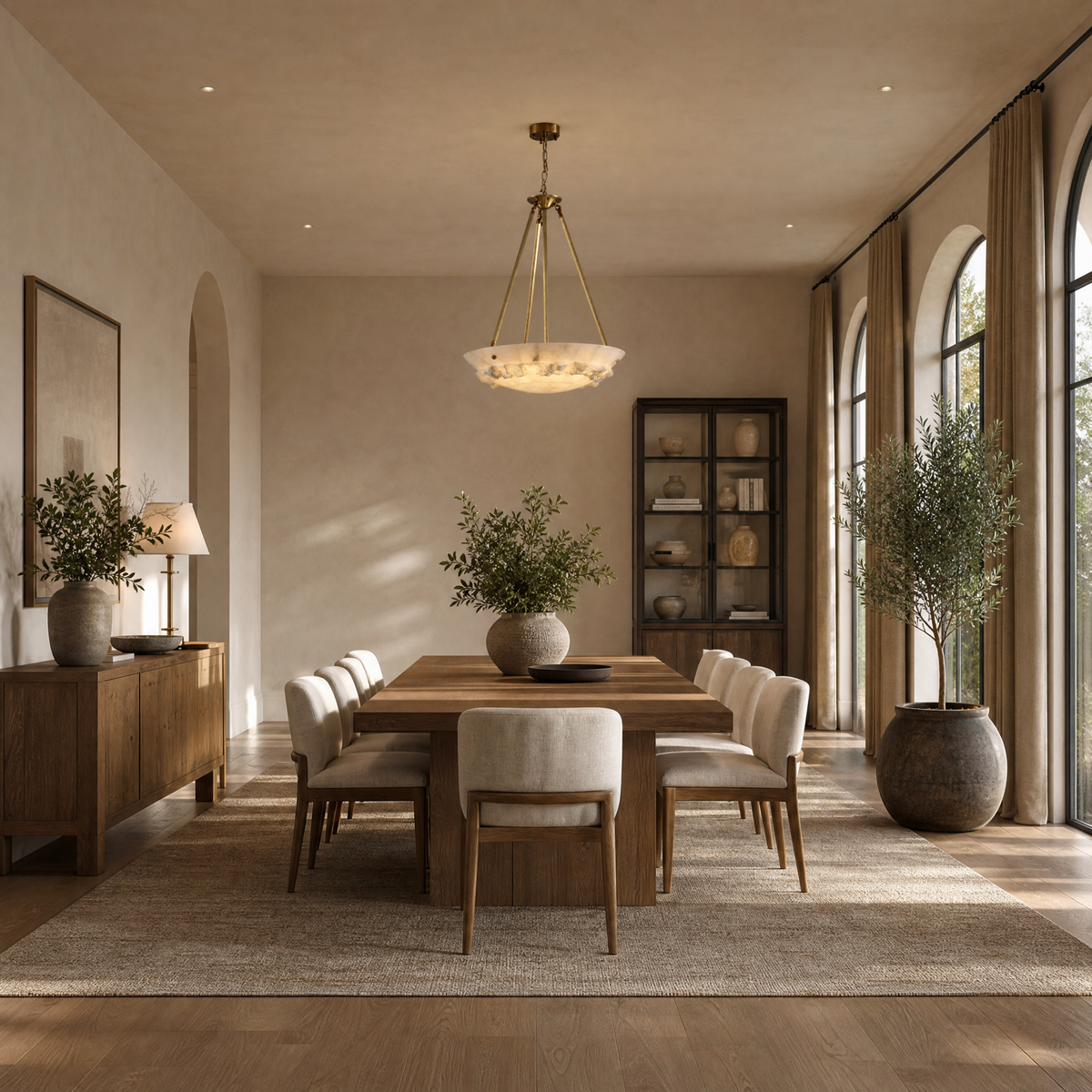 Briia Modern Brass Alabaster Pendant Light