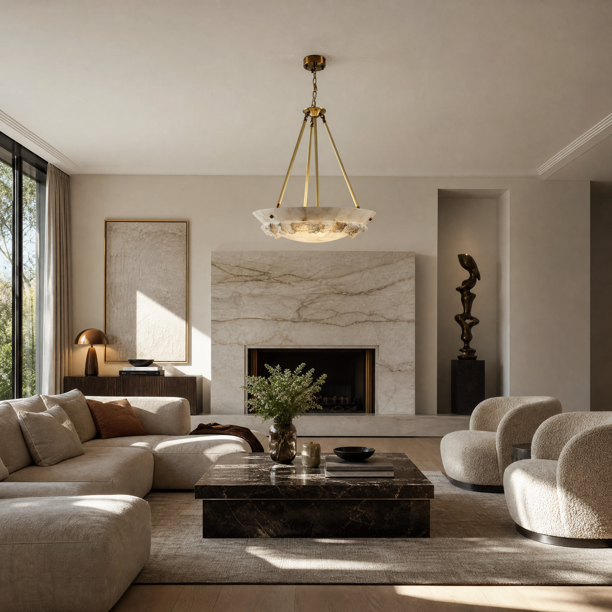 Briia Modern Brass Alabaster Pendant Light