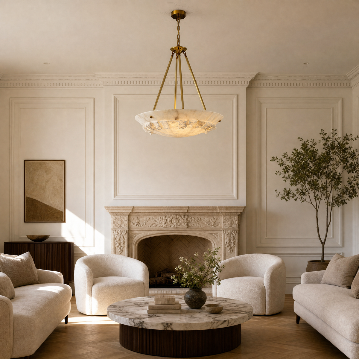 Briia Modern Brass Alabaster Pendant Light