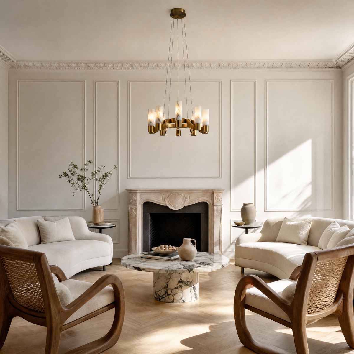Caeia Modern Alabaster Hanging Light Fixtures