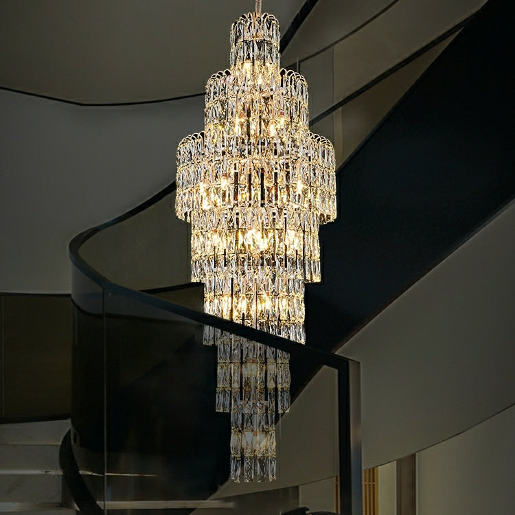 Long Crystal Staircase Chandelier Large Foyer Living Room Entryway Ceiling Light Fixture