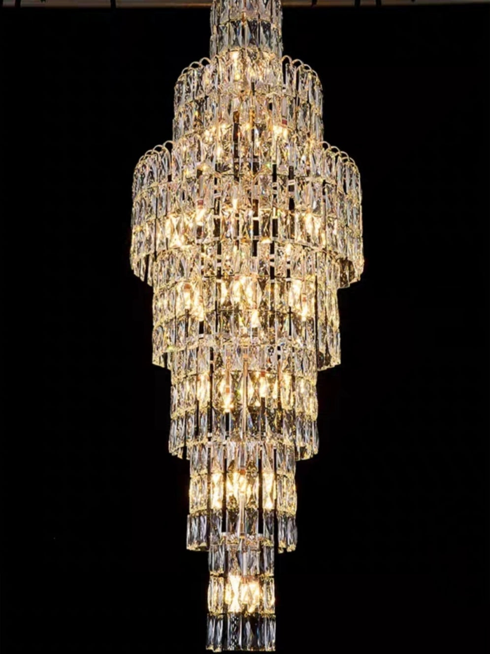 Long Crystal Staircase Chandelier Large Foyer Living Room Entryway Ceiling Light Fixture