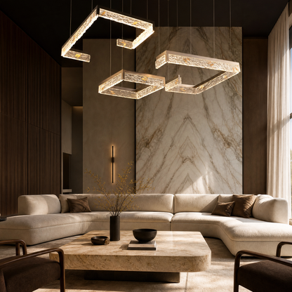 Luminous Cube Modern Multi-Tier Cluster Chandelier