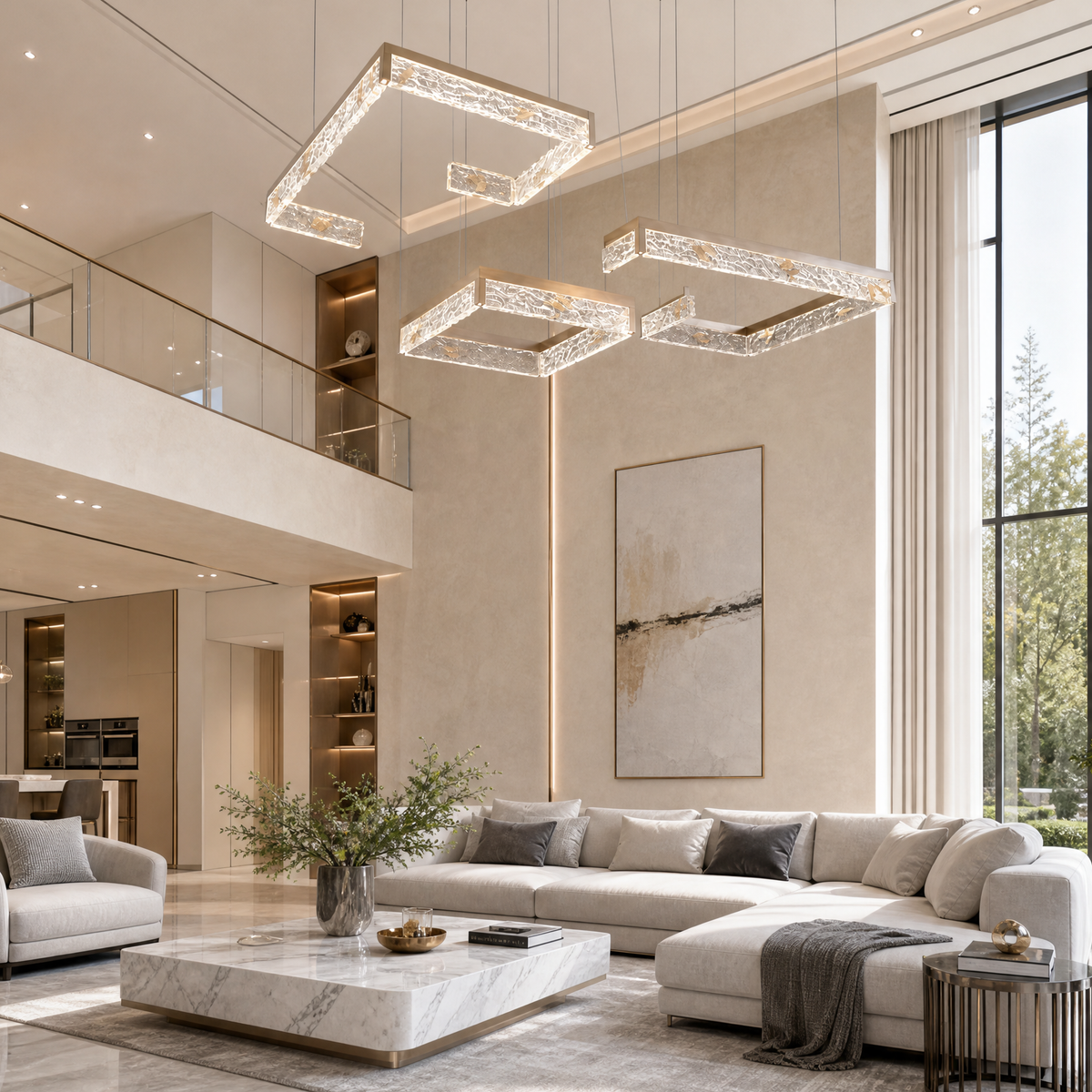 Luminous Cube Modern Multi-Tier Cluster Chandelier