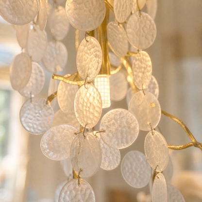 Cascading Gold Crystal Tiered Chandelier for High Ceilings