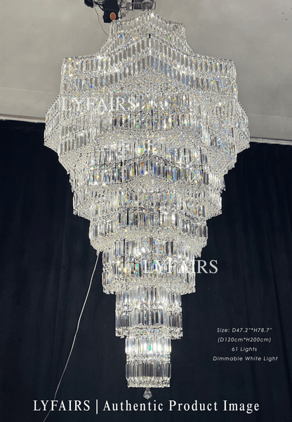 Luxury Extra Large Plaza Multi-Tier Crystal Chandelier For Hotel Hall / 2 Story Foyer / High Ceiling Living Room