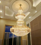 Luxury Extra Large Round Ceiling Lighting Fixture Stately Crystal Chandelier For Foyer Entryway/ Entrance