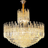 Luxury Hotel Hallway Ceiling Lighting Fixture Tiered Round Crystal Chandelier D47.2"