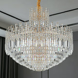 Luxury Hotel Hallway Ceiling Lighting Fixture Tiered Round Crystal Chandelier D47.2"